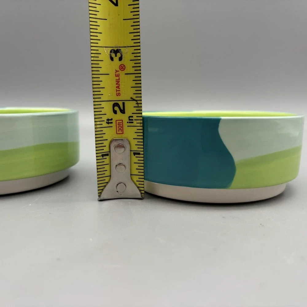 Top-Paw Blue-Green Ceramic Pet Bowl Rubber Grip Dishwasher Safe 4